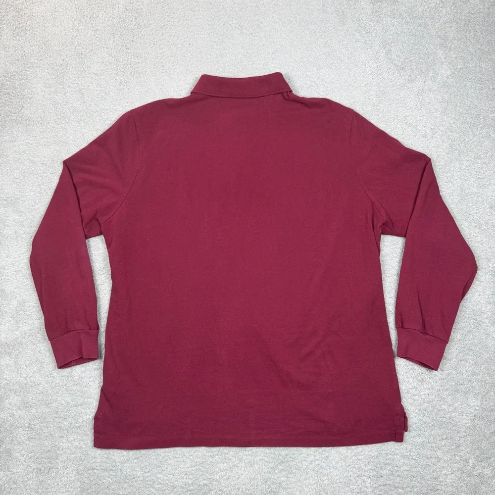 Polo Ralph Lauren Mens XL Classic Fit Long Sleeve Polo Shirt Burgundy‎ Cotton